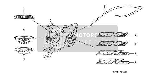 Honda SH150 2001 marca/Raya para un 2001 Honda SH150